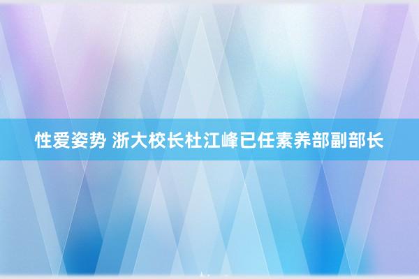 性爱姿势 浙大校长杜江峰已任素养部副部长